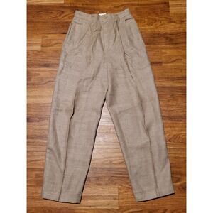 Vintage Finity Neiman Marcus Beige Size 10 Linen Pants High Waist Cuffed